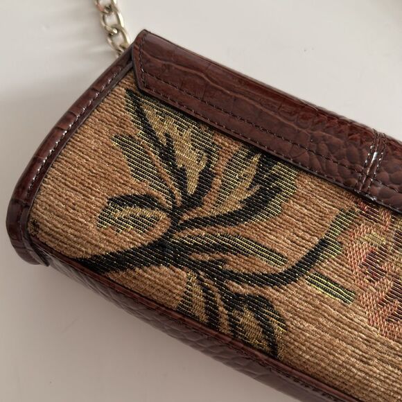 Liz Claiborne Brown Croc-Embossed Shoulder Bag with Chain Detail EUC - Picture 4 of 7